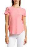 Beyond Yoga On The Down Low T-shirt In Sun Kissed Coral Heather