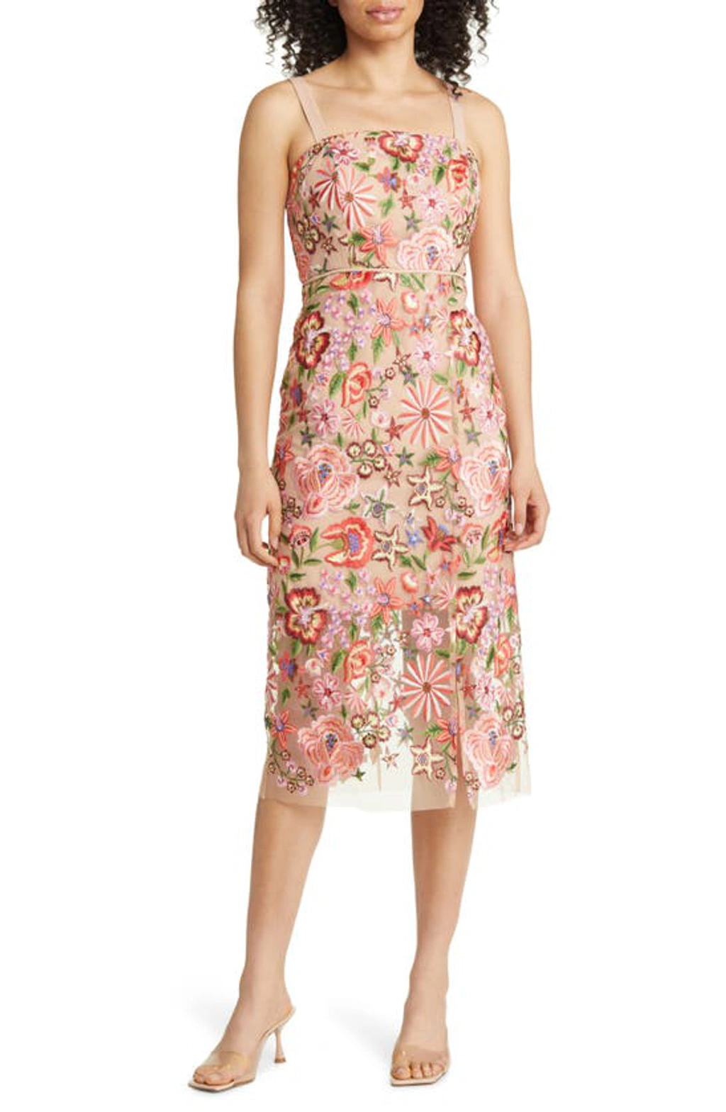 sam edelman embroidered mock neck midi dress Embroidered Mock Neck Midi Dress (Women)