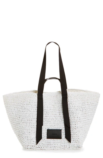 Allsaints Jacqueline Woven Paper Tote In Ivory White