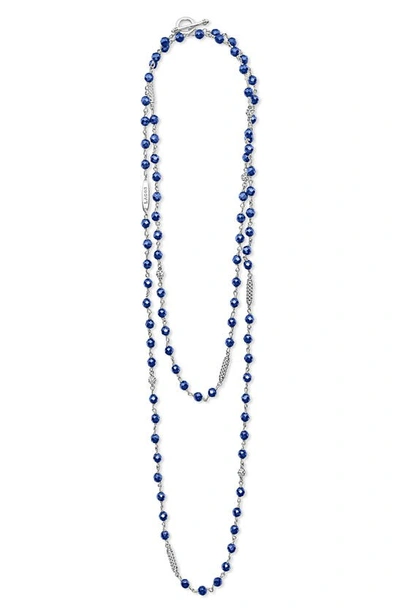 Lagos Caviar Icon Ultramarine Ceramic Bead Dual Layer Toggle Necklace In Marine