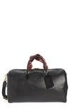 Golden Goose Scarf Detail Calfskin Leather Duffle Bag In Black/ Red