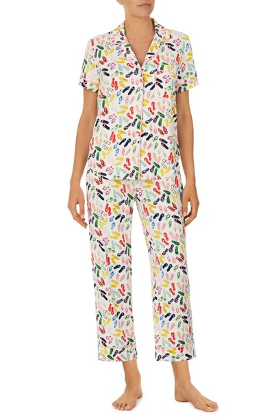 Kate Spade Print Short Sleeve Pajamas In Whtmulti