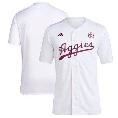 Adidas Originals Adidas White Texas A&m Aggies Team Baseball Jersey