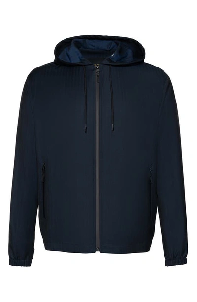 Cardinal Of Canada Beckett Water Repellent Hooded Herringbone Wool Rain Coat In Navy Herringbone