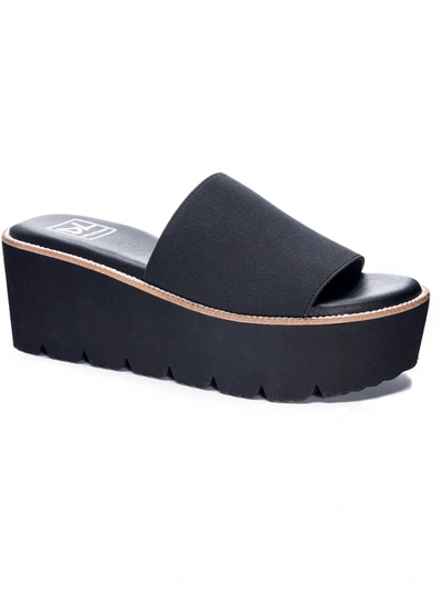 Dirty Laundry Pivot    Womens Stretch Cushioned Footbed Slide Sandals In Black