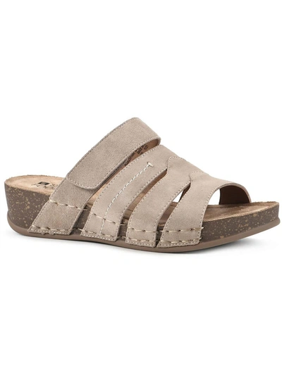 White Mountain Fame Womens Suede Cork Wedge Sandals In Multi