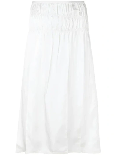 Helmut Lang Mid-rise Satin Slip Skirt In White