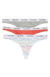 Calvin Klein Logo Assorted Thongs In Rainbow/ Cool Melon/ Grey
