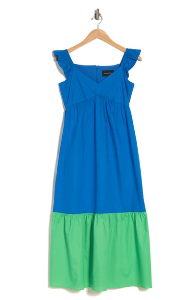 Donna Morgan Colorblock Print Maxi Dress In Directoire Blue/ Katydid