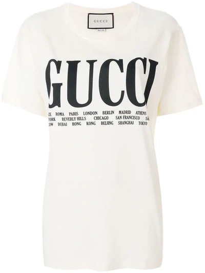 Gucci Cities Print T-shirt In Neutrals