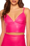 Susana Monaco Faux Leather Bralette Top In Pink Glo