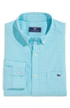 Vineyard Vines Gingham Stretch Cotton Button-down Shirt In Green Sea Grove