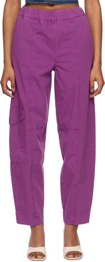 Ganni Purple Elasticized Curve Trousers In Viola