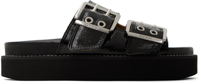 Ganni Black Chunky Buckle Sandals