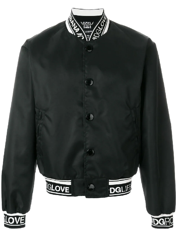 Dolce & Gabbana Black Logo Bomber Jacket | ModeSens