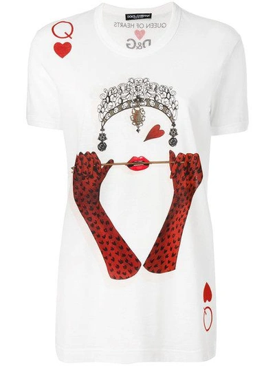 Dolce & Gabbana Queen Playing Card Print T-shirt - White