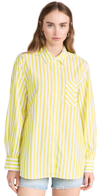 Rag & Bone Maxine Striped Button-front Shirt In Fresh Lemon Stripe