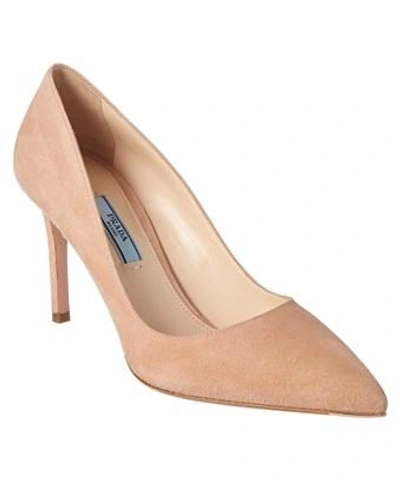 Prada 85 Suede Pointy In Beige