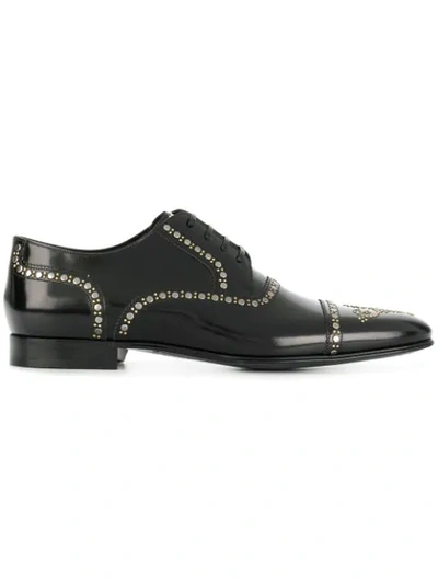 Dolce & Gabbana Stud-embellished Leather Derby Shoes In Black