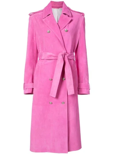 Calvin Klein 205w39nyc Double-breasted Suede Trenchcoat In Pink