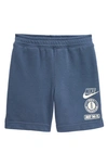 Nike Sportswear "leave No Trace" French Terry Taping Shorts Little Kids' Shorts In Blue