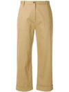 Nine In The Morning Cropped Turn Up Trousers In Brown