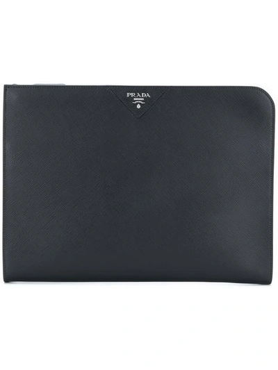 Prada Portfolio Clutch Bag In Black