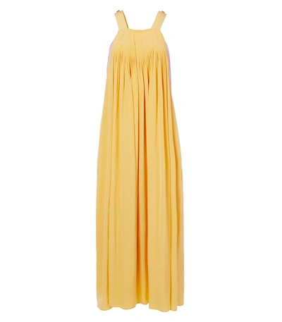 Tibi Arielle Silk Overall Pleated Dress In Apricot