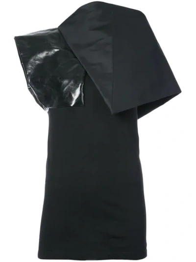 Rick Owens Mixed Media Asymmetrical Top In Black