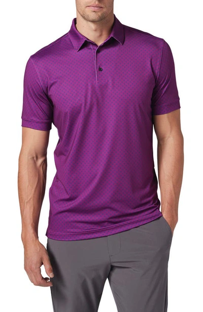 Mizzen + Main Versa Floral Performance Golf Polo In Purple Wine Floral