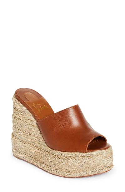 Christian Louboutin Ariella Platform Wedge Espadrille Slide In Tan