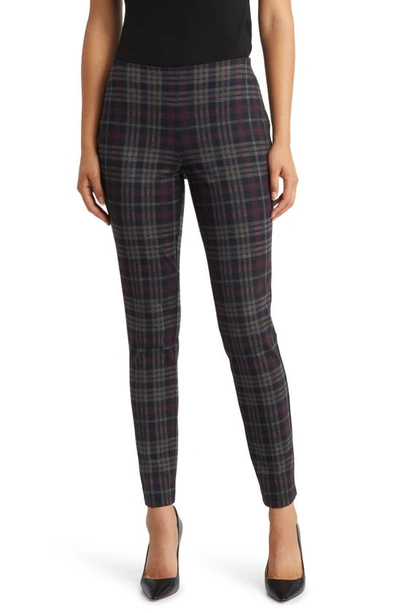 Anne Klein Plaid Slim Fit Ankle Pants In Chianti Combo