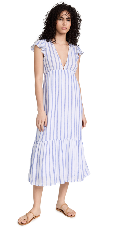 Rails Tina Flutter Sleeve Stripe Midi Dress In Villa Stripe