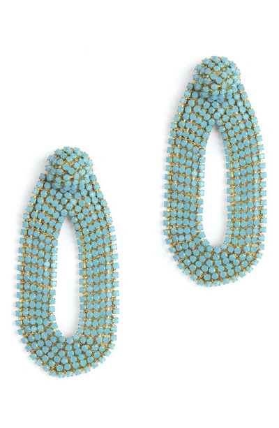 Deepa Gurnani Shyna Crystal Drop Earrings In Turquoise