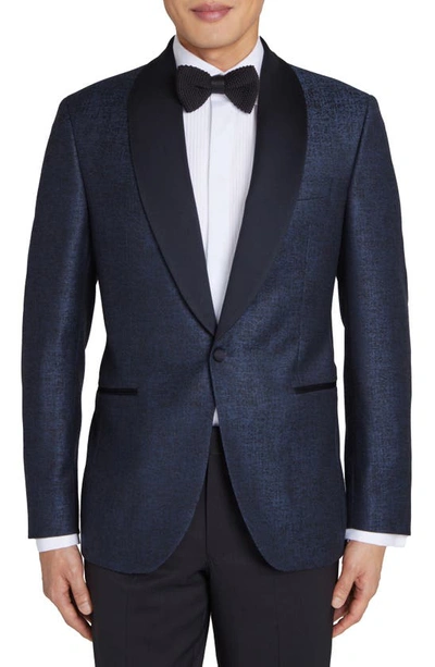 Jack Victor Ethan Shawl Collar Wool Blend Dinner Jacket In Blue