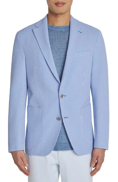 Jack Victor Morton Stripe Soft Construction Seersucker Sport Coat In Blue