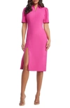 Dress The Population Gloria Front Zip Sheath Dress In Bright Fuchsia