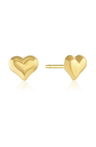 Set & Stones Heart Stud Earrings In Gold