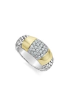 Lagos High Bar Pavé Diamond Ring In Silver