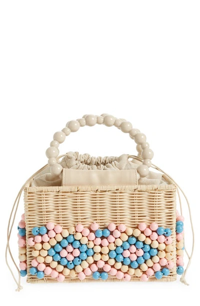 Btb Los Angeles Dasha Beaded Clutch In Natural/pink Multi