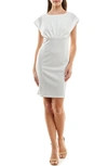 Nina Leonard Cap Sleeve Sheath Dress In Ivory