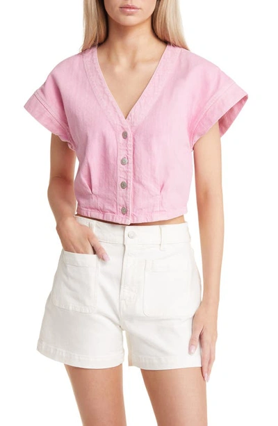 Madewell Garment-dyed Cap Sleeve Cotton Crop Top In Retro Pink