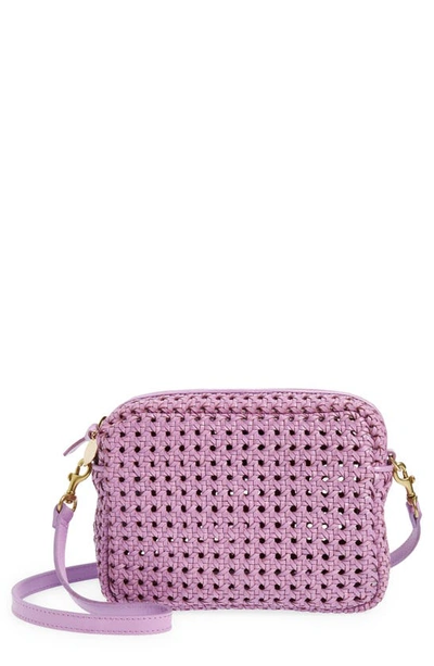 Clare V Midi Sac Woven Leather Crossbody Bag In Purple