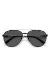 Polaroid 60mm Polarized Aviator Sunglasses In Black/ Gray Polar