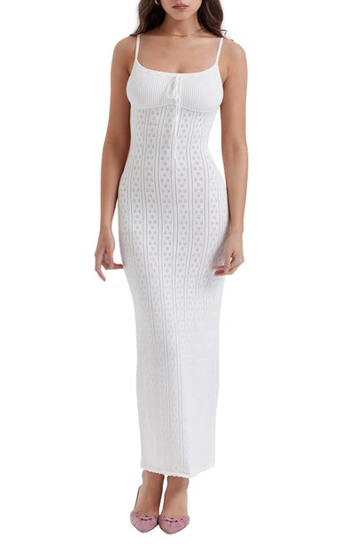 House Of Cb Pointelle Maxi Sweater Dress In White