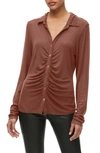 Michael Stars Iman Ruched Shirt In Chestnut