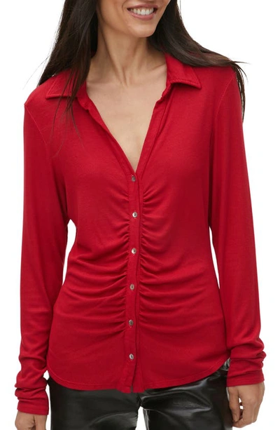 Michael Stars Iman Ruched Shirt In Red