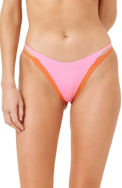 L*space Billie Contrast Trim Bikini Bottoms In Tangerine/ Guava