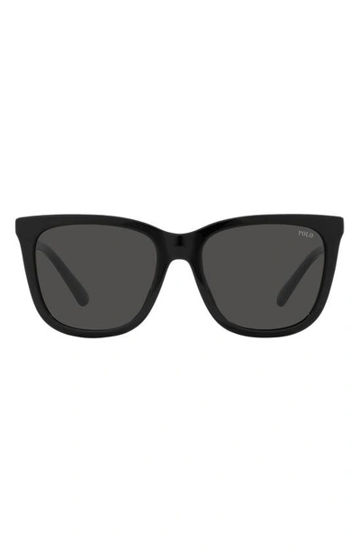 Polo Ralph Lauren 55mm Square Sunglasses In Shiny Black