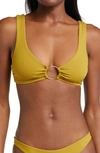 Vitamin A Skylar Ribbed O-ring Bikini Top In Avocado Ecorib